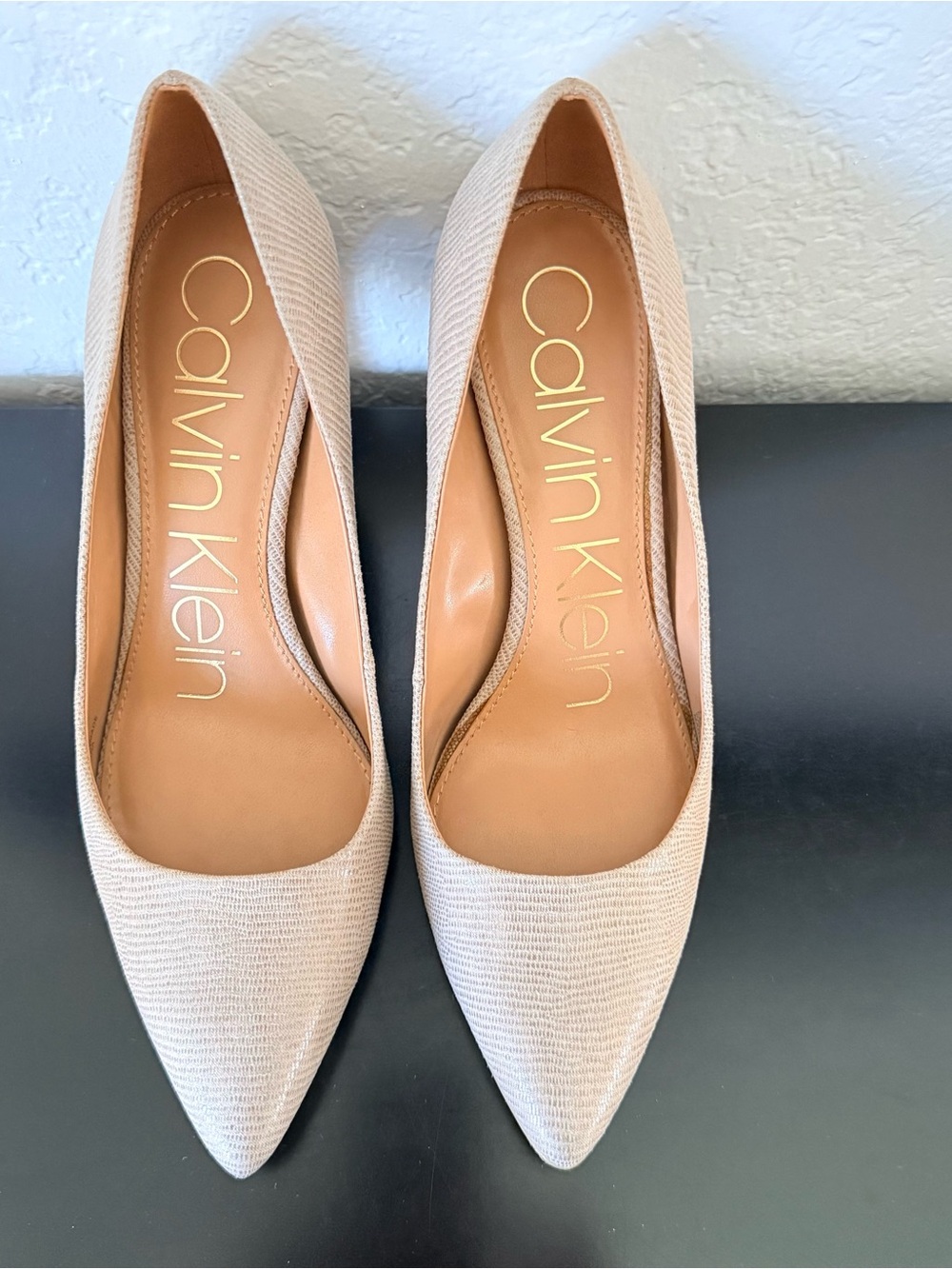 Calvin Klein Women's Pointed Toe Pumps in Nude Blush